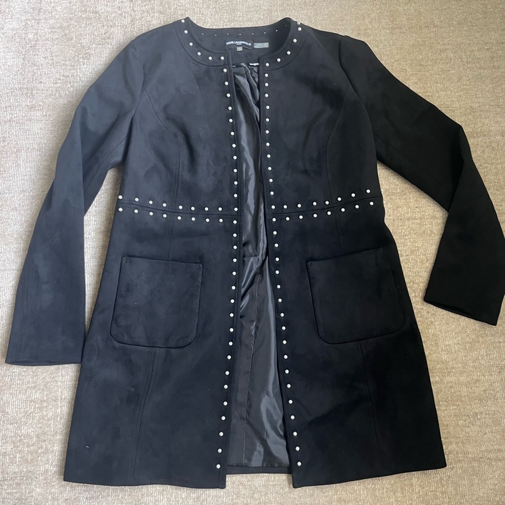 Karl Lagerfeld faux suede pearl coat